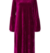 Favourites Round Neck Velvet Dress With Balloon Sleeves | Pink Tourmaline 78110-2473